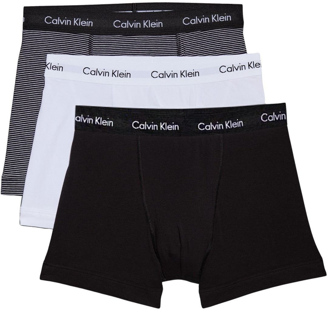 Calvin Klein Herren 3er Pack Boxershorts Trunks Baumwolle mit Stretch, Mehrfarbig (White/B&amp;W Stripe/