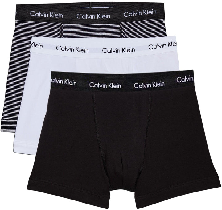 Calvin Klein Herren 3er Pack Boxershorts Trunks Baumwolle mit Stretch, Mehrfarbig (White/B&amp;W Stripe/