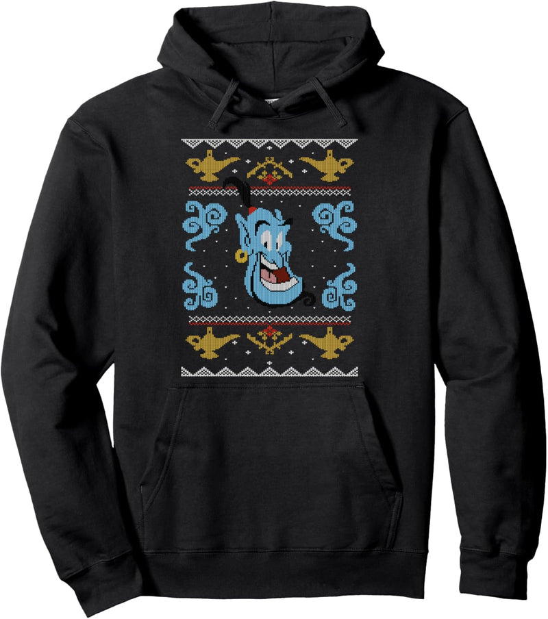 Disney Aladdin Genie Ugly Sweater Face Print Pullover Hoodie