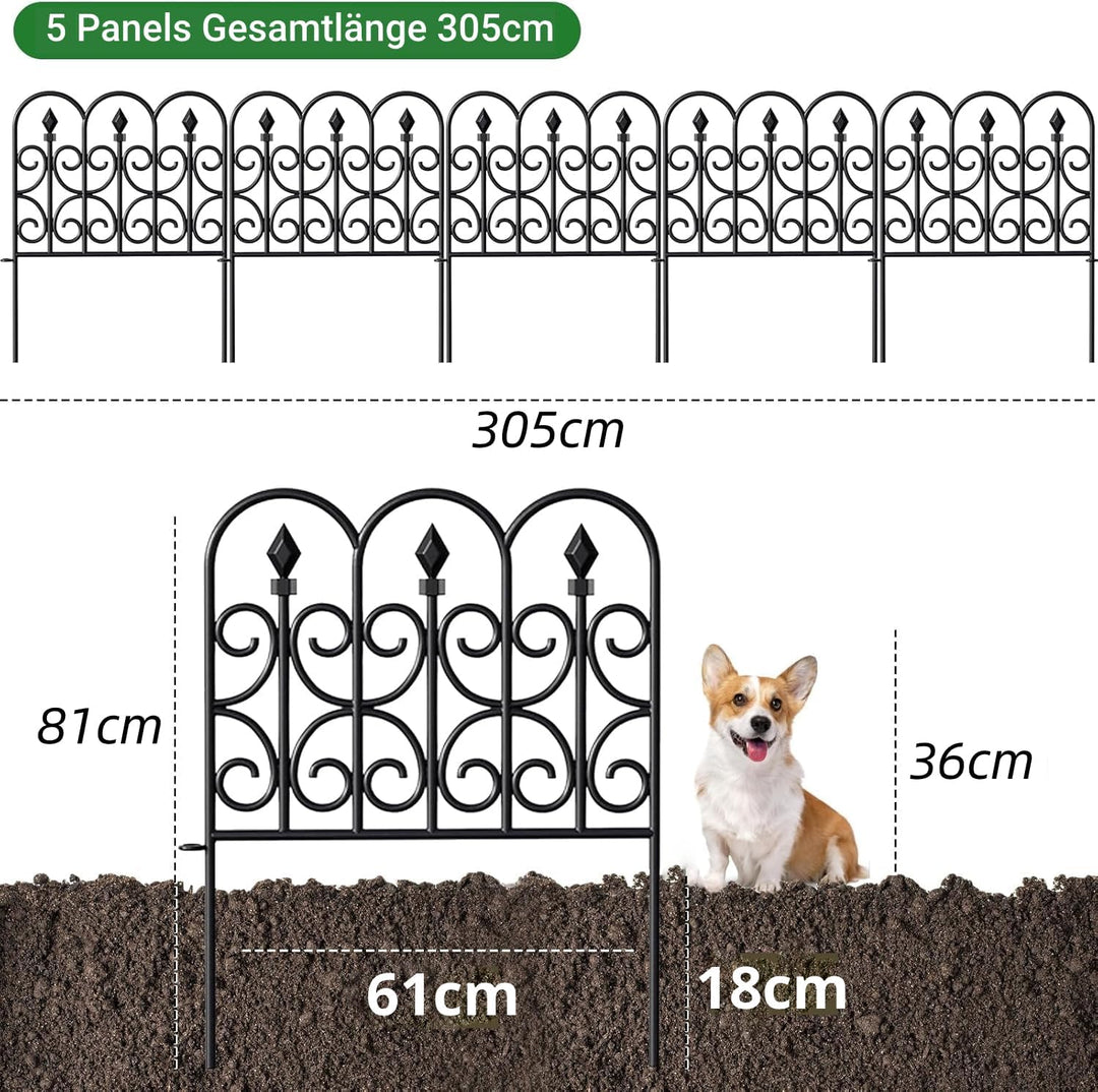 Amagabeli Garden Home 81CM X 61CM X 5 Stück Gartenzaun Metall Zaunelementen Gartenzäune Dekorative Z