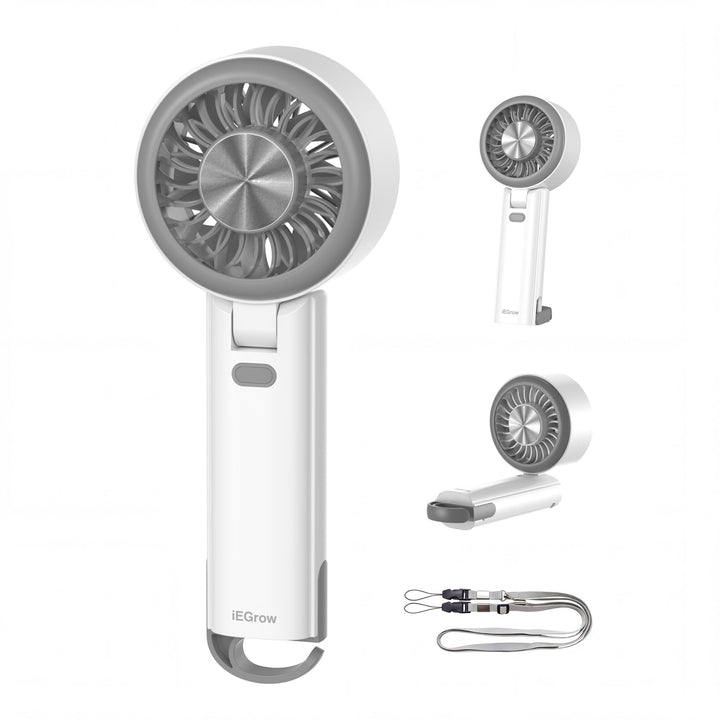iEGrow Handventilator, Tragbarer USB Aufladbarer Mini Ventilator mit 3 Geschwindigkeitsstufen, Faltv