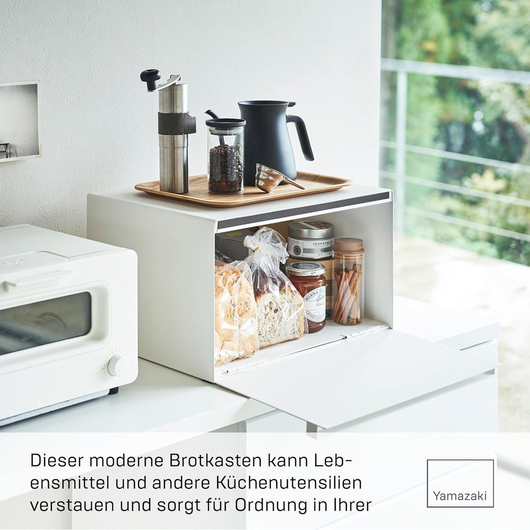YAMAZAKI TOWER Brotkasten aus Stahl - mit Magnetdeckel/Griff, grosser Stauraum, modern - 34,5 x 40 x