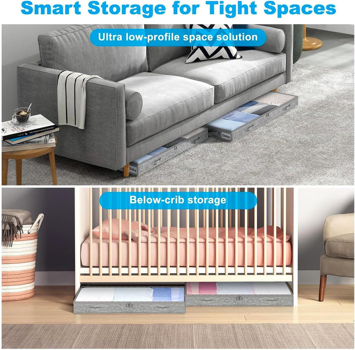 2 StüCk Unterbett Aufbewahrungsbox,Unterbettkommode Und Klarem Deckel,Aufbewahrungstaschen,Faltbarer