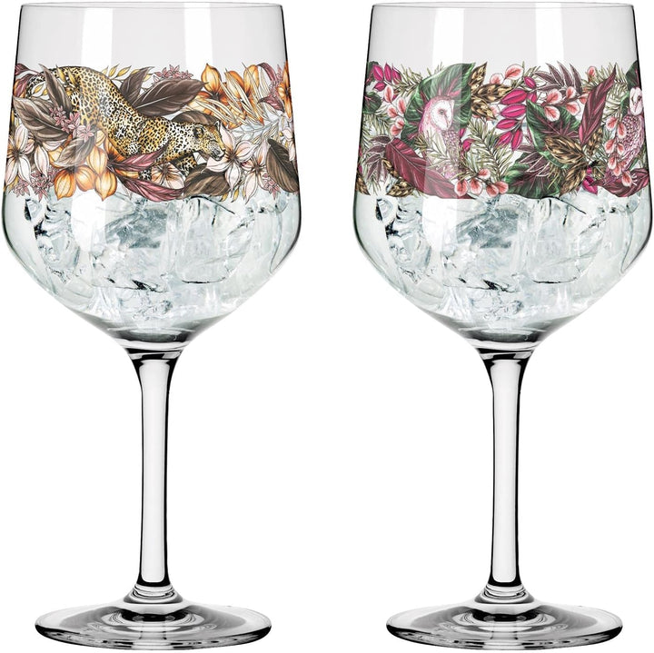 Ritzenhoff 3691002 Gin-Glas 700 ml - Serie Schattenfauna Set Nr. 2 – 2 Stück, Leopard &amp; Eule – Made
