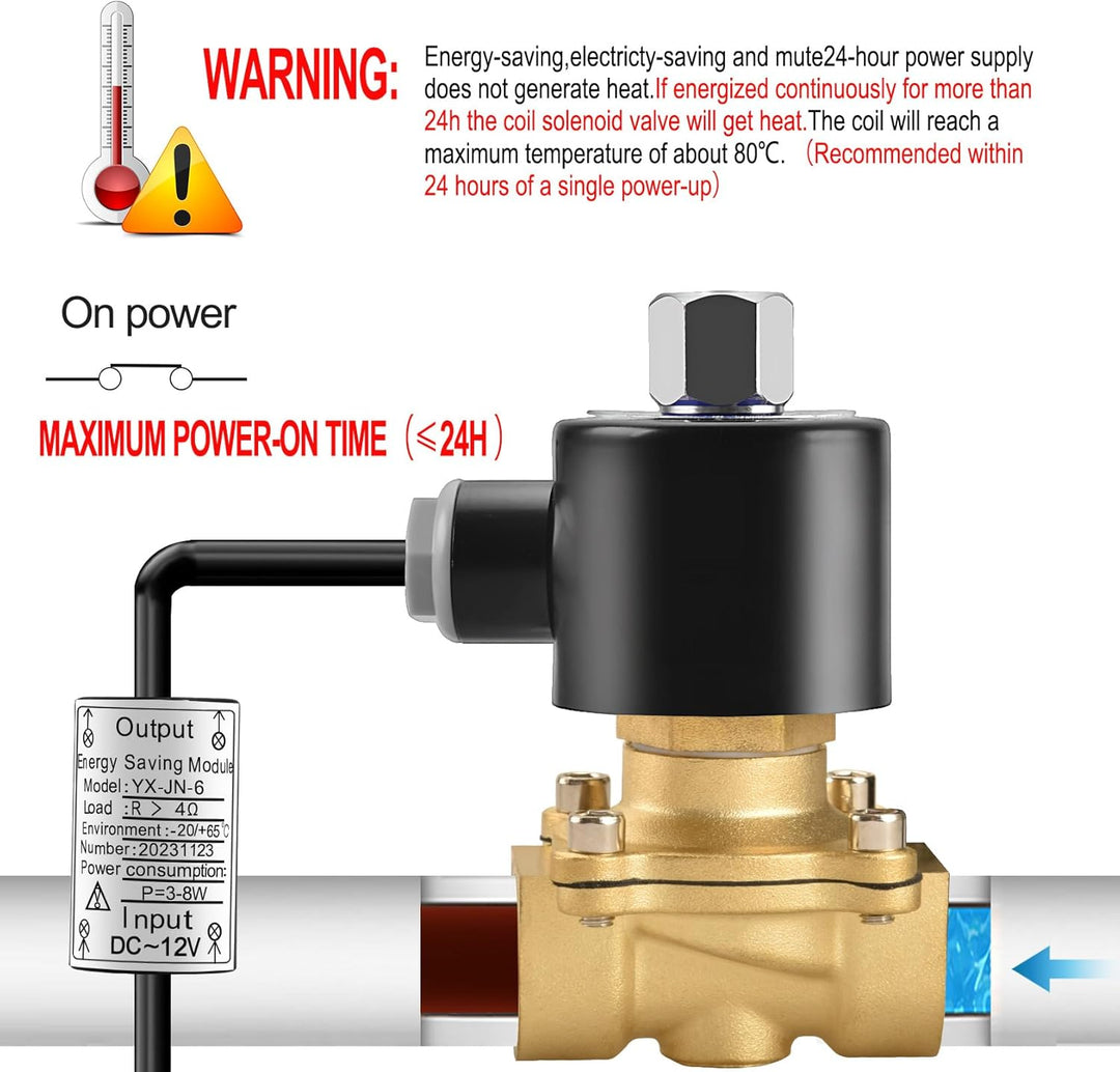 Heschen Elektrisches Magnetventil aus Messing, 2W-200-20KJ, PT 3/4, DC12V, Direktbetätigung für Wass