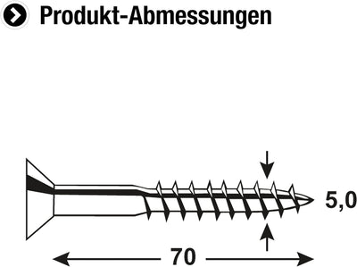 Connex Universalschrauben 5,0 x 70 mm - 1 kg Grosspack - Senkkopf - TX-Antrieb - Teilgewinde - Edels