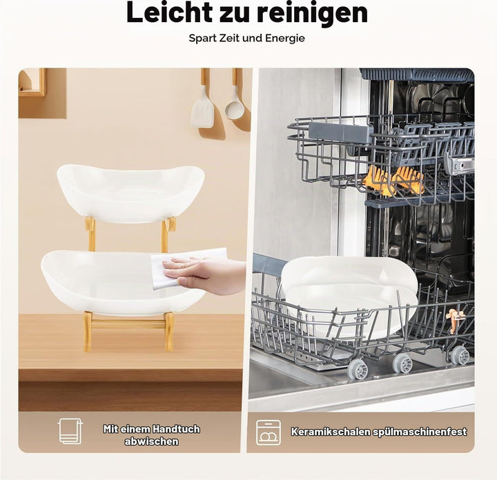 Obst Etagere Keramik Obstschale mit 2 Etagen Keramik Obstteller 2 Ebenen ObstEtagere Obstschale Etag