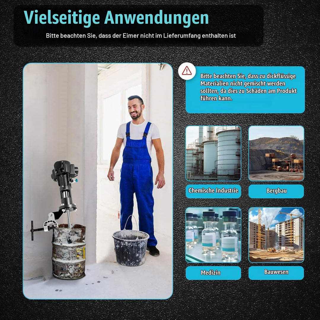 Betonmischer Zement Mischer Druckluft Rührwerk Starke Leistung (1/2HP) Farb und Mörtelrühre, Einheit