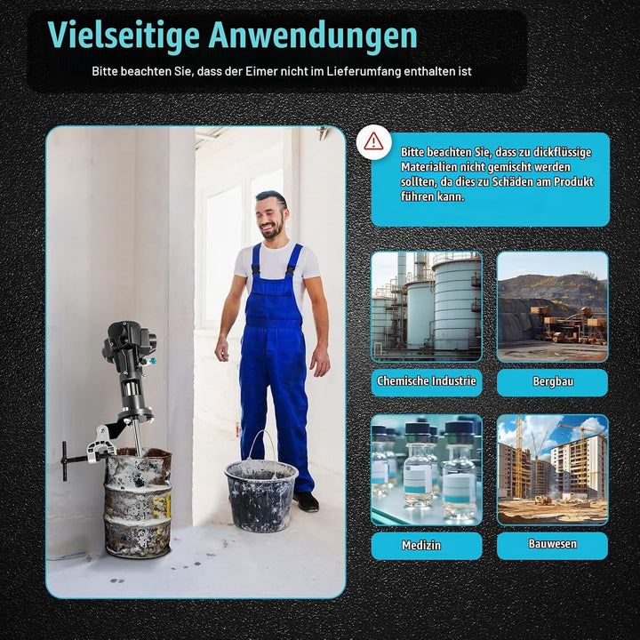 Betonmischer Zement Mischer Druckluft Rührwerk Starke Leistung (1/2HP) Farb und Mörtelrühre, Einheit