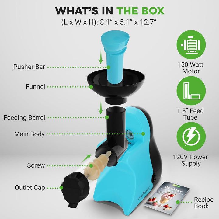 Nutrichef NCIM30 Electric Maker Fruit Sorbet Machine Makes Healthy Vegan Ice Cream Desserts, Soft Se