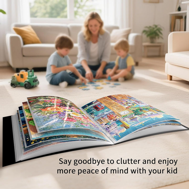 MOZOOSON Puzzle Aufbewahrungsmappe, Puzzlemappe 500 Teile, Puzzle Organizer mit 25 Taschen, Staubdic