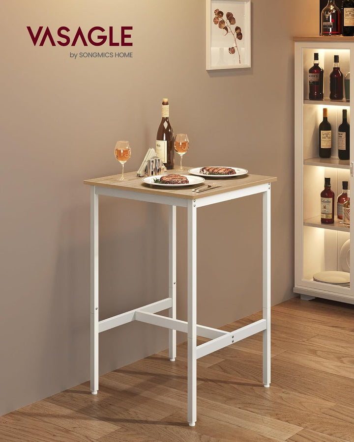 VASAGLE Bartisch, Stehtisch, Küchentisch, hoch, mit Stahlgestell, 60 x 60 x 92 cm, einfache Montage,