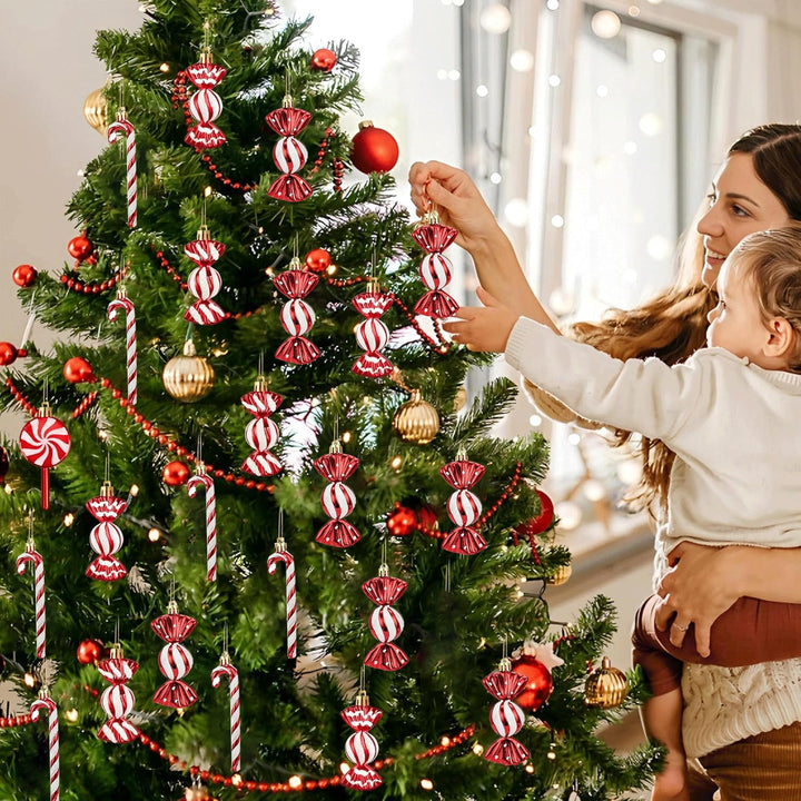 18 Stück Zuckerstangen Weihnachten Deko Weihnachtsbaum Anhänger Zuckerstangen Deko Glitzer Christbau