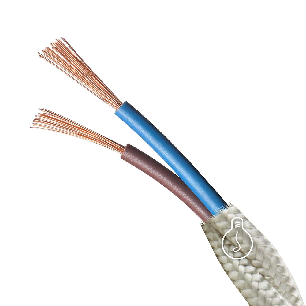 Amarcords - Textilkabel für Lampen WEISS, geflochten, Baumwolle, 50 Meter, mit 2 Leiter 2x0,75 - Sto