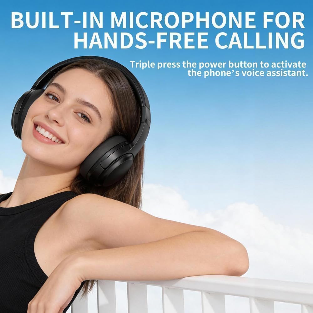 Kabelloser Bluetooth Over-Ear-Kopfhörer, On-Ear-Kopfhörer Mit Mikrofon, Bis Zu 40 Stunden Akkulaufze