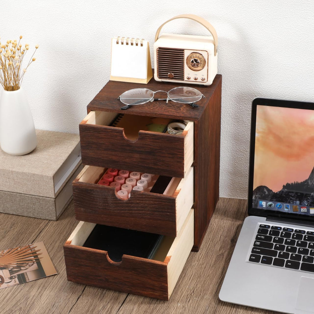 STOBAZA Holzschubladenbox Braun Mehrschichtige Holz-aufbewahrungsbox Mit Sortierbox Für Diverse Arti