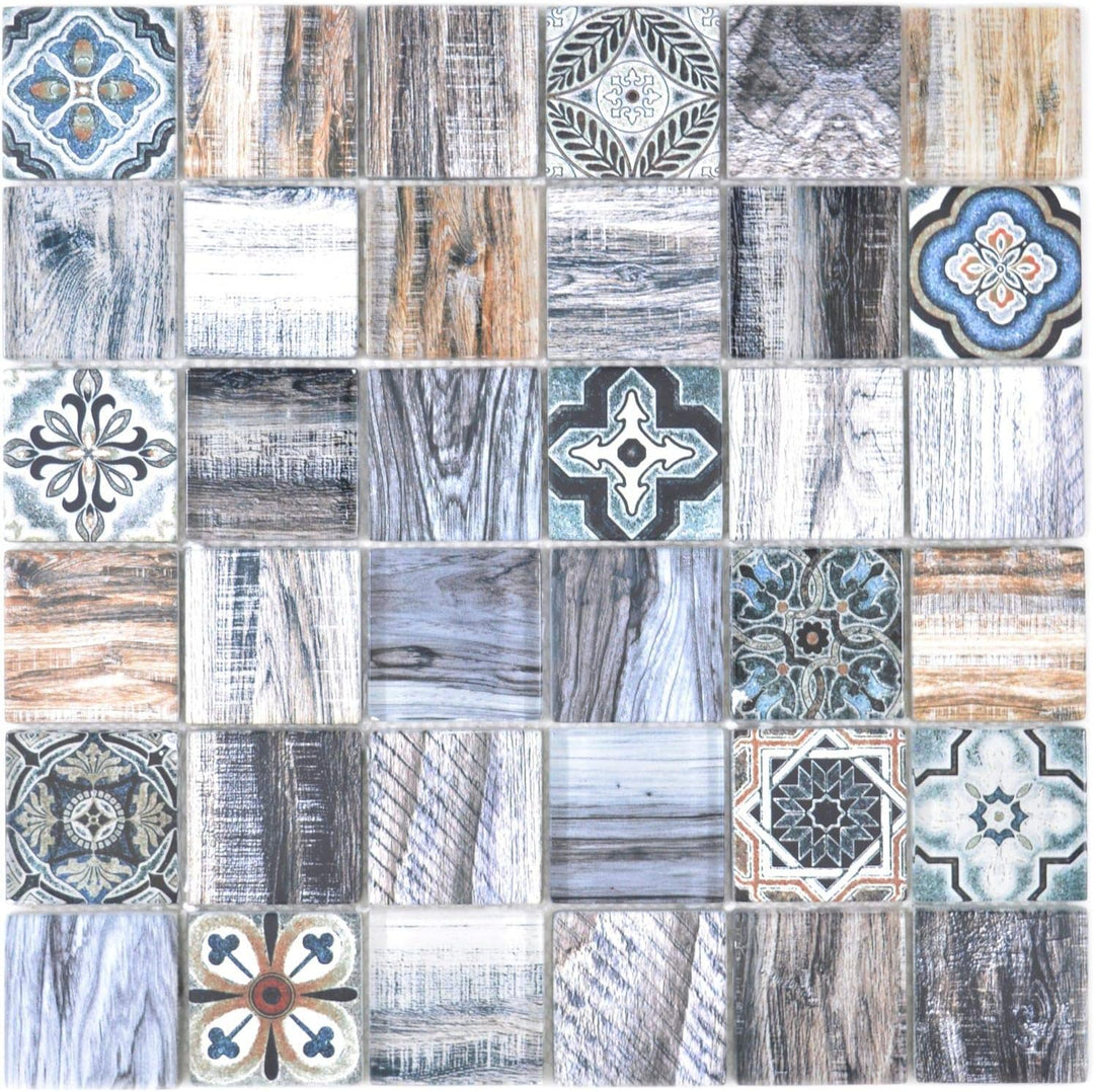 Mosaik Fliese Quadrat Crystal mix blau für WAND KÜCHE Wandverblender Fliesenspiegel Verkleidung | 10