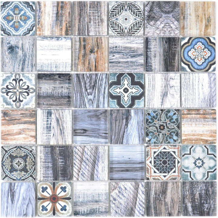 Mosaik Fliese Quadrat Crystal mix blau für WAND KÜCHE Wandverblender Fliesenspiegel Verkleidung | 10