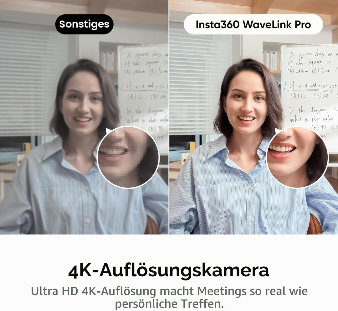 Insta360 WaveLink Pro – 4K Konferenz-Lautsprecher mit Kamera, Vortrags-Tracking, 5 m 360°-Stimmerfas