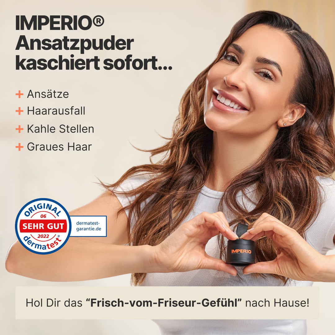 IMPERIO Ansatzpuder - Haar Concealer zur Haarverdichtung für Frauen und Männer, wasserfestes Haar Ma