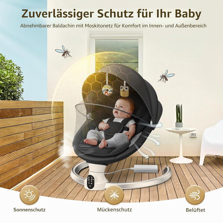 Brolteja Baumwolle Babywippe,Elektrische Babywippe mit Anpassung der APP-Steuerung,Elektrische Babys