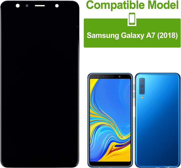 SwarKing LCD Display kompatibel mit Samsung Galaxy A7 (2018) SM-A750 Touch Screen Digitizer (Schwarz