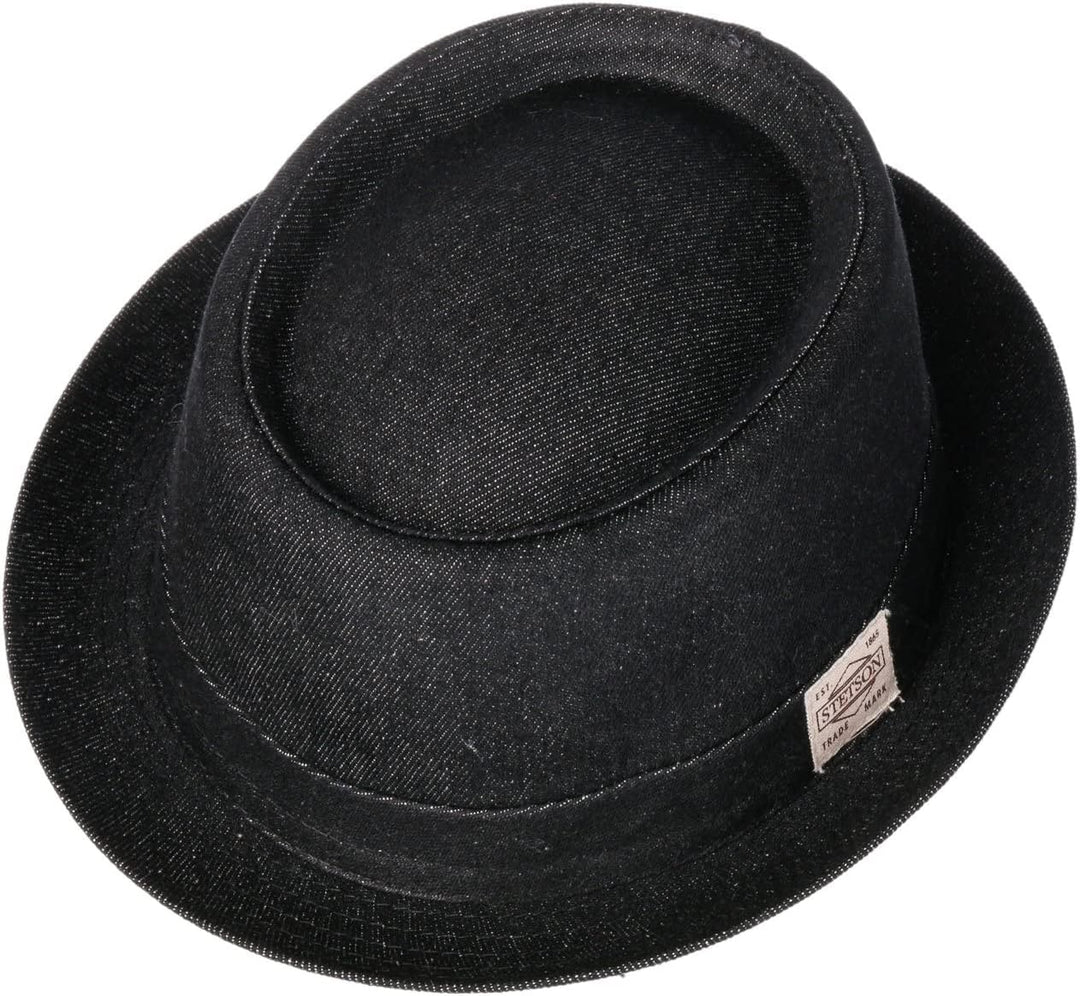 Stetson Classic Pork Pie Denim Hut Pork-Pie-Hut Stoffhut Jeanshut Baumwollhut Denimhut Damen/Herren