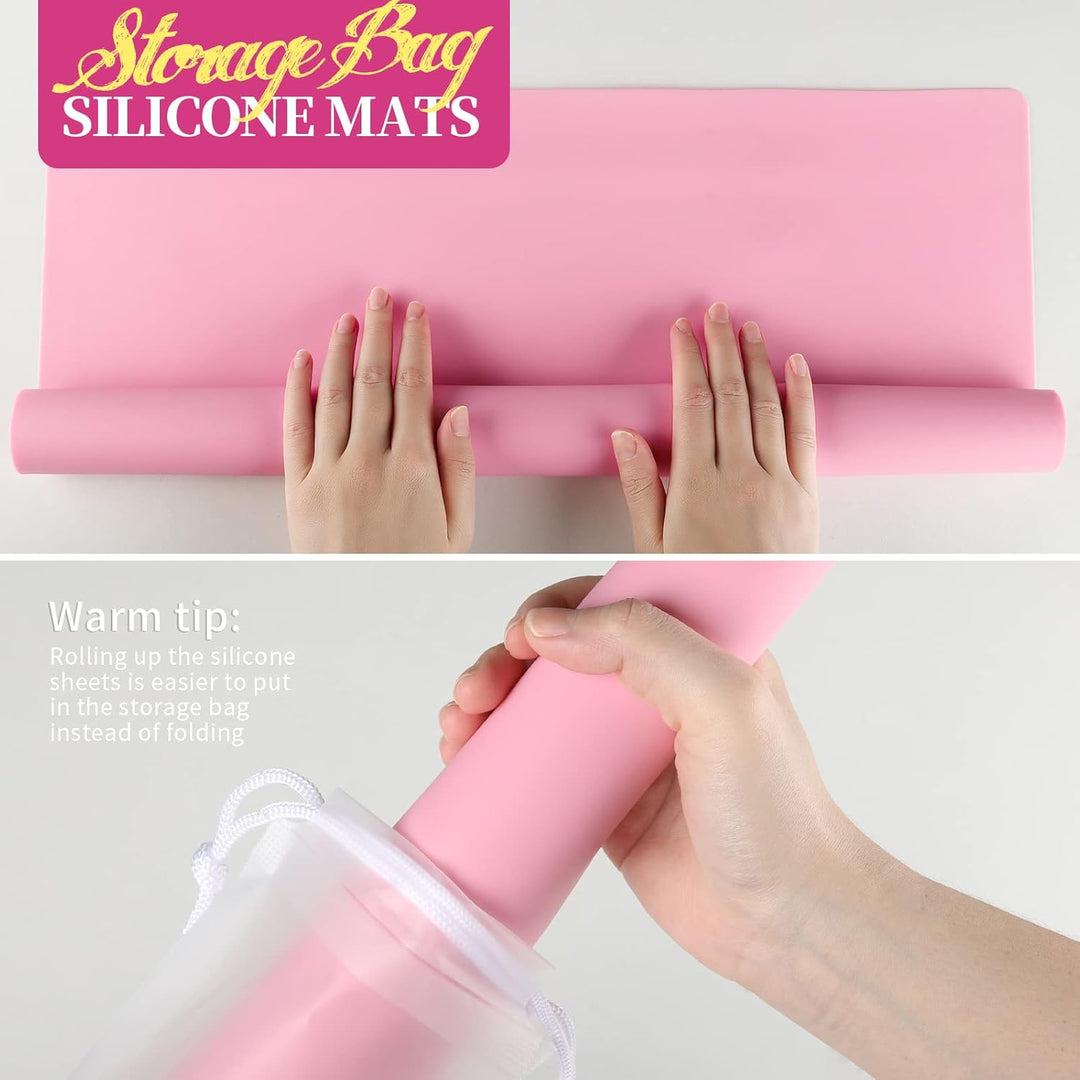 FANDAMEI 70x50 cm Grosse Silikonmatte mit Aufbewahrungsbeutel, Silikonfolie Bastelmatte Silikon Unte