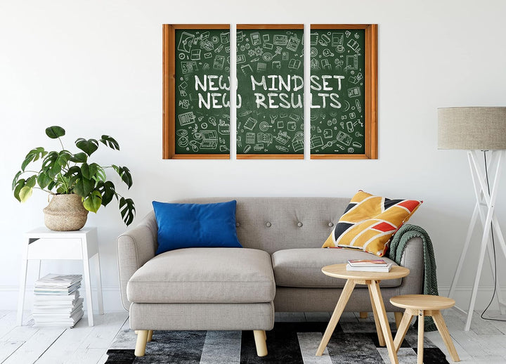 Mindset Motivatonals Leinwandbild 3 teilig | Grösse: 120x80 cm | Wandbild | Kunstdruck | fertig besp