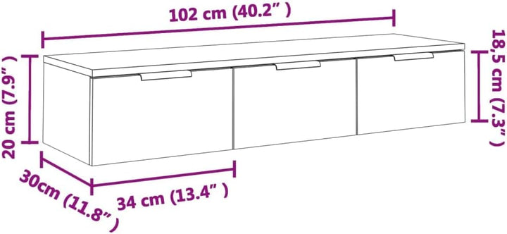 vidaXL Wandschrank Sonoma-Eiche 102x30x20 cm Holzwerkstoff