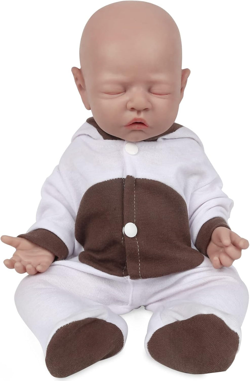 Vollence 46 cm schlafende Ganzkörper Silikon Reborn Babypuppe Mädchen,VollSilikon Babypuppen, Nicht