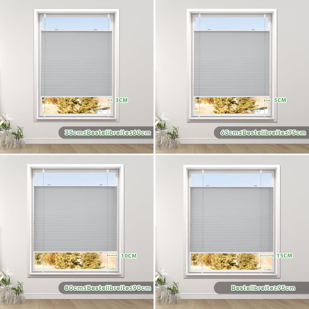 Plissee ohne Bohren Plissees Klemmfix Grau Jalousie Plisseerollo Blickdicht Fensterrollo innen ohne