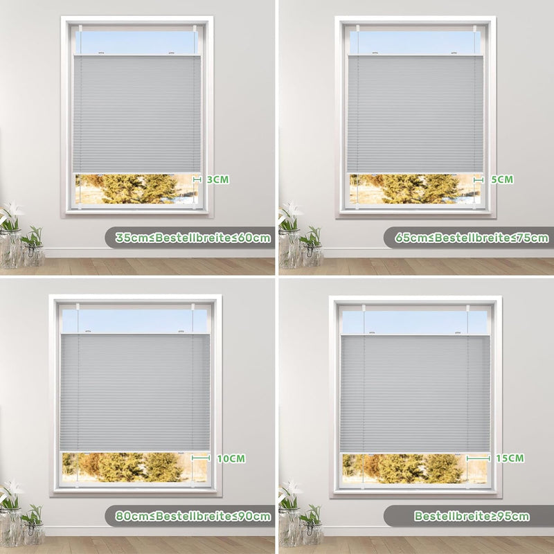 Plissee ohne Bohren Plissees Klemmfix Grau 120x130cm(BxH) Jalousie Plisseerollo Blickdicht Fensterro