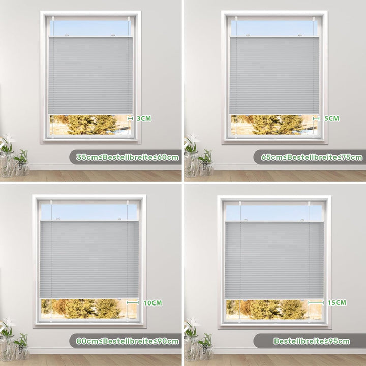Plissee ohne Bohren Plissees Klemmfix Grau 120x130cm(BxH) Jalousie Plisseerollo Blickdicht Fensterro