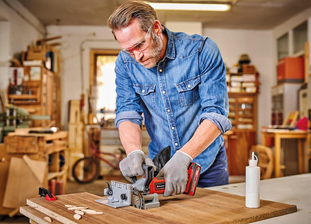 Einhell Akku-Flachdübelfräse TE-BJ 18 Li Power X-Change (18 V, Li-Ion, stufenlose Winkel-/Höheneinst