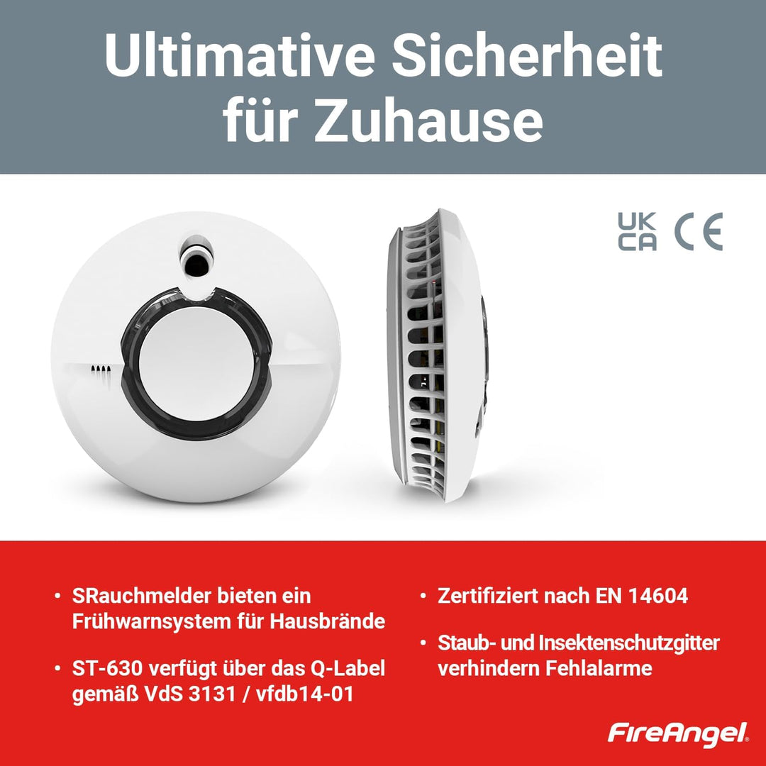 Fire Angel ST-630-DET Thermoptek Rauchmelder 10 Jahre Batterie Lebensdauer, funk vernetzbar,