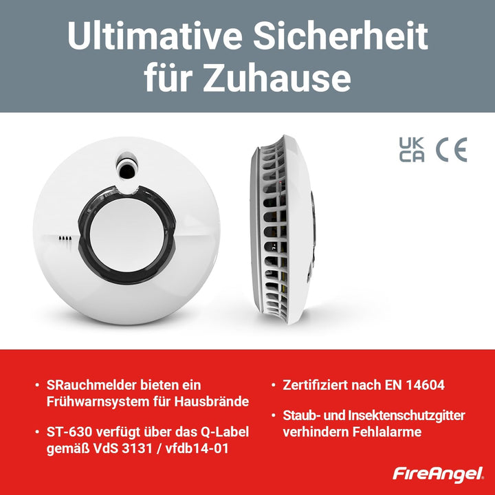 Fire Angel ST-630-DET Thermoptek Rauchmelder 10 Jahre Batterie Lebensdauer, funk vernetzbar,