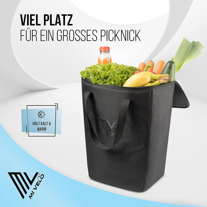 MIVELO - Kühltasche Fahrrad - Einsatz für Fahrradtaschen Gepäckträger - Einkaufstasche faltbar - Pic