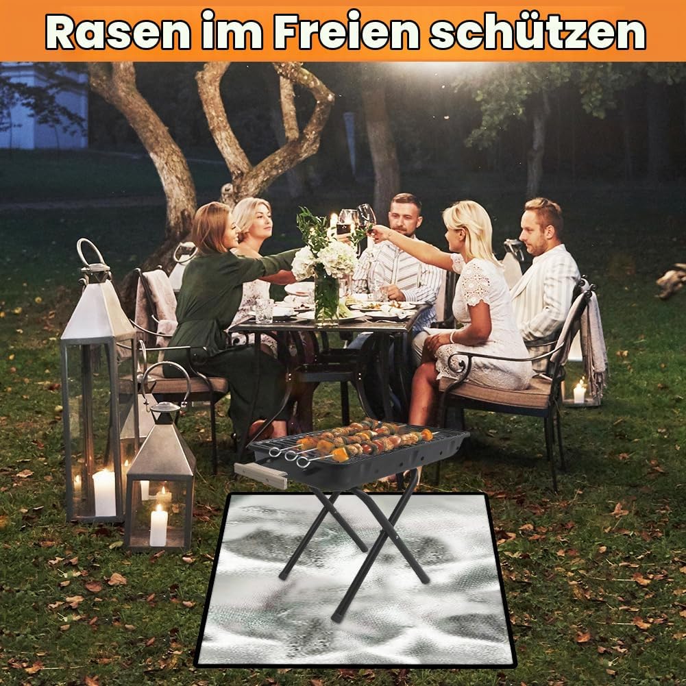 flintronic Feuerschalenmatte, 100 * 100cm Feuerfeste Unterlage Quadrat, Wasserdicht Faltbare Feuerfe