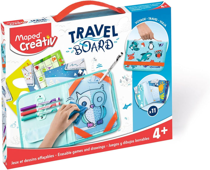 Maped 969310 transparente Tafel"Spiele & Zeichnungen" TRAVEL BOARD Reisebrett Spiel „Traveling anima