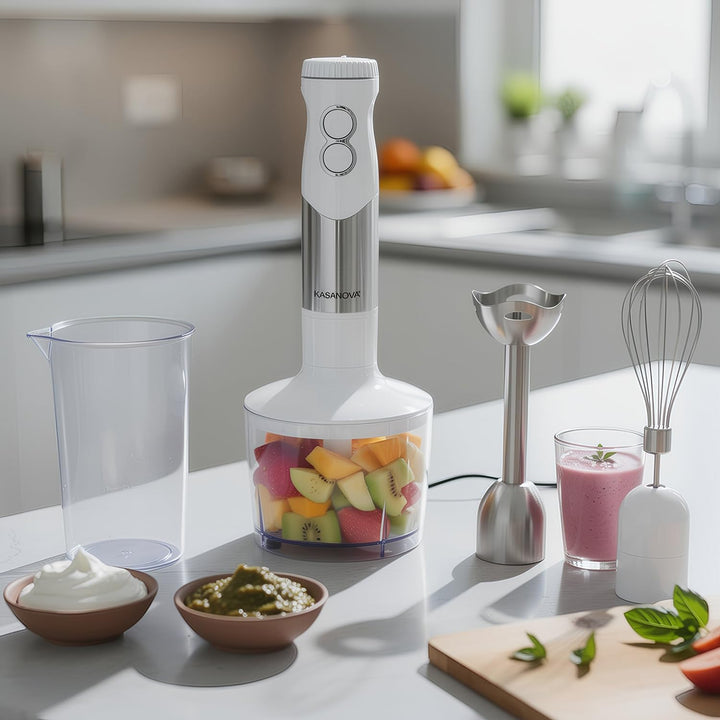Kasanova 1 TAUCHMISCHER-SET STEEL W400 WEISS, ABS AS-Kunststoff Edelstahl 18/10 Polyethylen Elektron