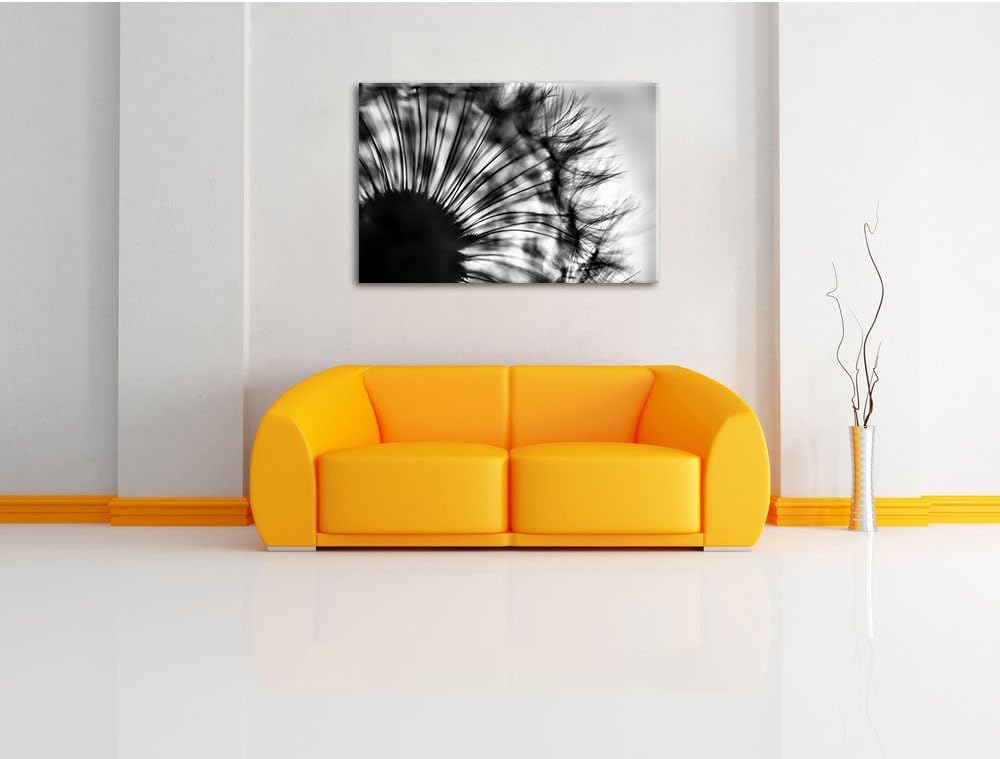 Pixxprint Monocrome, Pusteblume vor grauem Hintergrund, Format: 100x70 auf Leinwand, 100x70