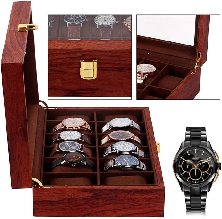 soudesileim 12 uhren aufbewahrungsbox holz, Uhrenbox mit Herausnehmbaren uhrenhalter, watch box mit