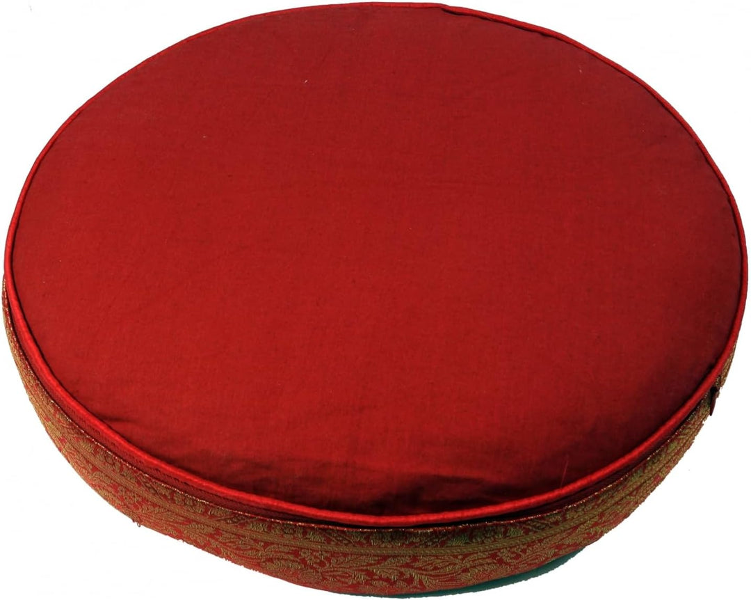 GURU SHOP Orientalisches Rundes Patchwork Kissen 40 cm, Sitzkissen, Bodenkissen mit Baumwollfüllung