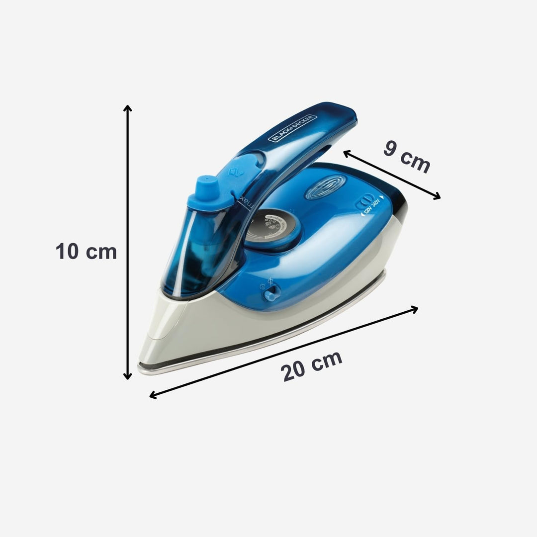 BLACK+DECKER BXIR1000E – Reise-Dampfbügeleisen | 1000W | Dualspannung 120V/240V | Dampfstoss 50 g/Mi