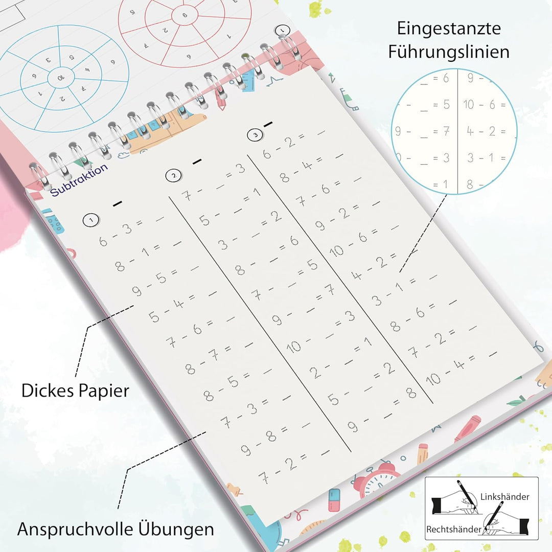 Filapen® Magisches Übungsheft Addition & Subtraktion I Wiederverwendbares Übungsheft für Vorschulkin