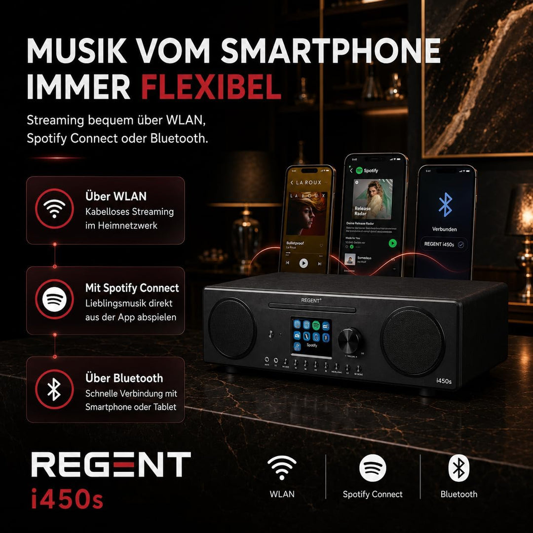 Ferguson Regent i450s CD-Player Internetradio mit Netzwerkfunktion, Spotify Connect, AUX, USB, Bluet