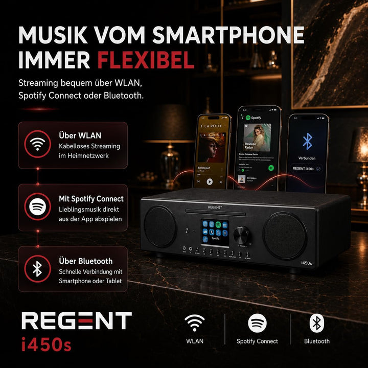 Ferguson Regent i450s CD-Player Internetradio mit Netzwerkfunktion, Spotify Connect, AUX, USB, Bluet