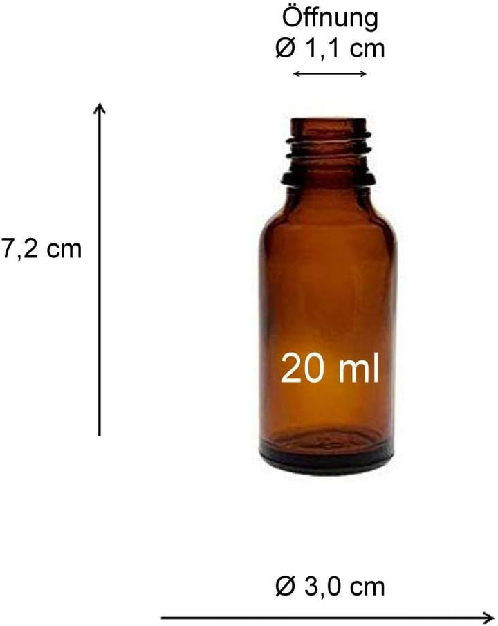 mikken 10 x braune Apothekerflasche 20ml made in Germany, inkl Beschriftungsetiketten + Trichter Bra