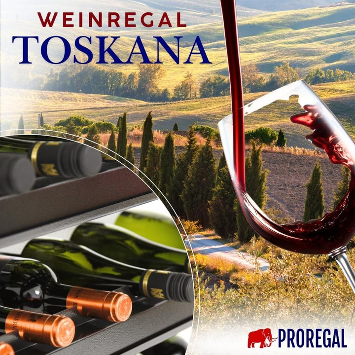 PROREGAL Weinregal Toskana, HxBxT 75x60x30 cm, 30 Flaschen auf 5 Ebenen, Schwarz, Wein Metallregal,